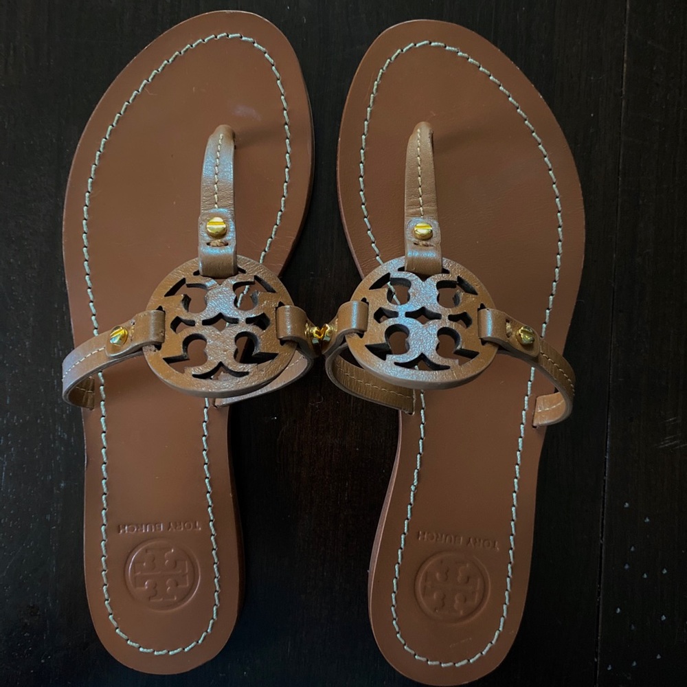 Tory Burch Royal Tan Mini Miller Leather Sandal